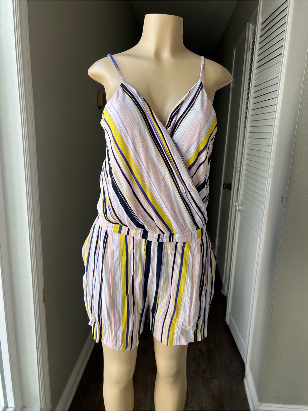 1.STATE Blush and Pale Yellow Striped Blouse